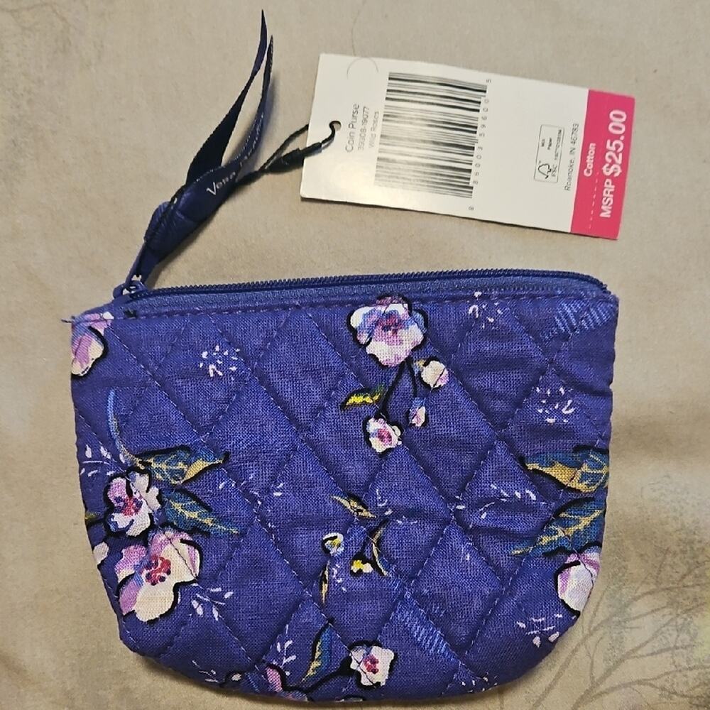Vera Bradley Blue and Pink Quilted Cosmetic Bag